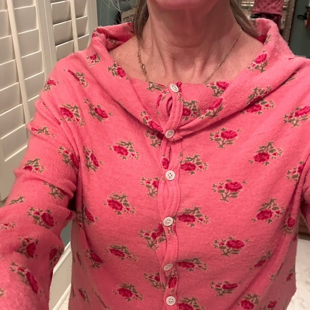 Tricot Commes des Garçons double layer lightweight pink with floral sweater
